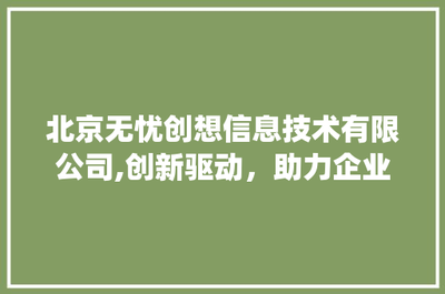 北京無(wú)憂創(chuàng)想信息技術(shù) 以創(chuàng)新為引擎，賦能企業(yè)數(shù)字化轉(zhuǎn)型